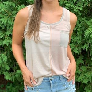 Two-Tone Pocket Tank | Almond